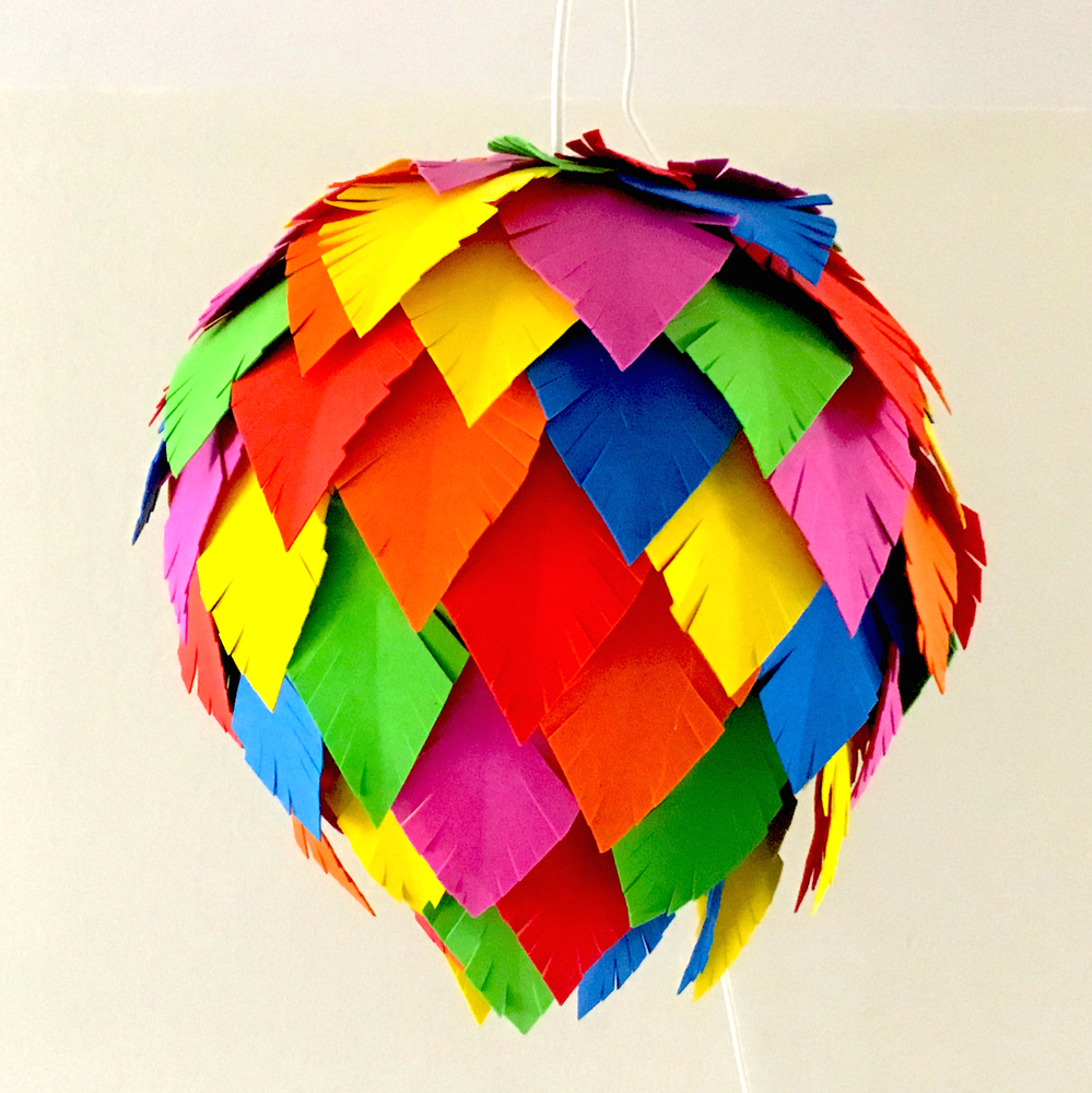 Multi-colored Feather Lampshade